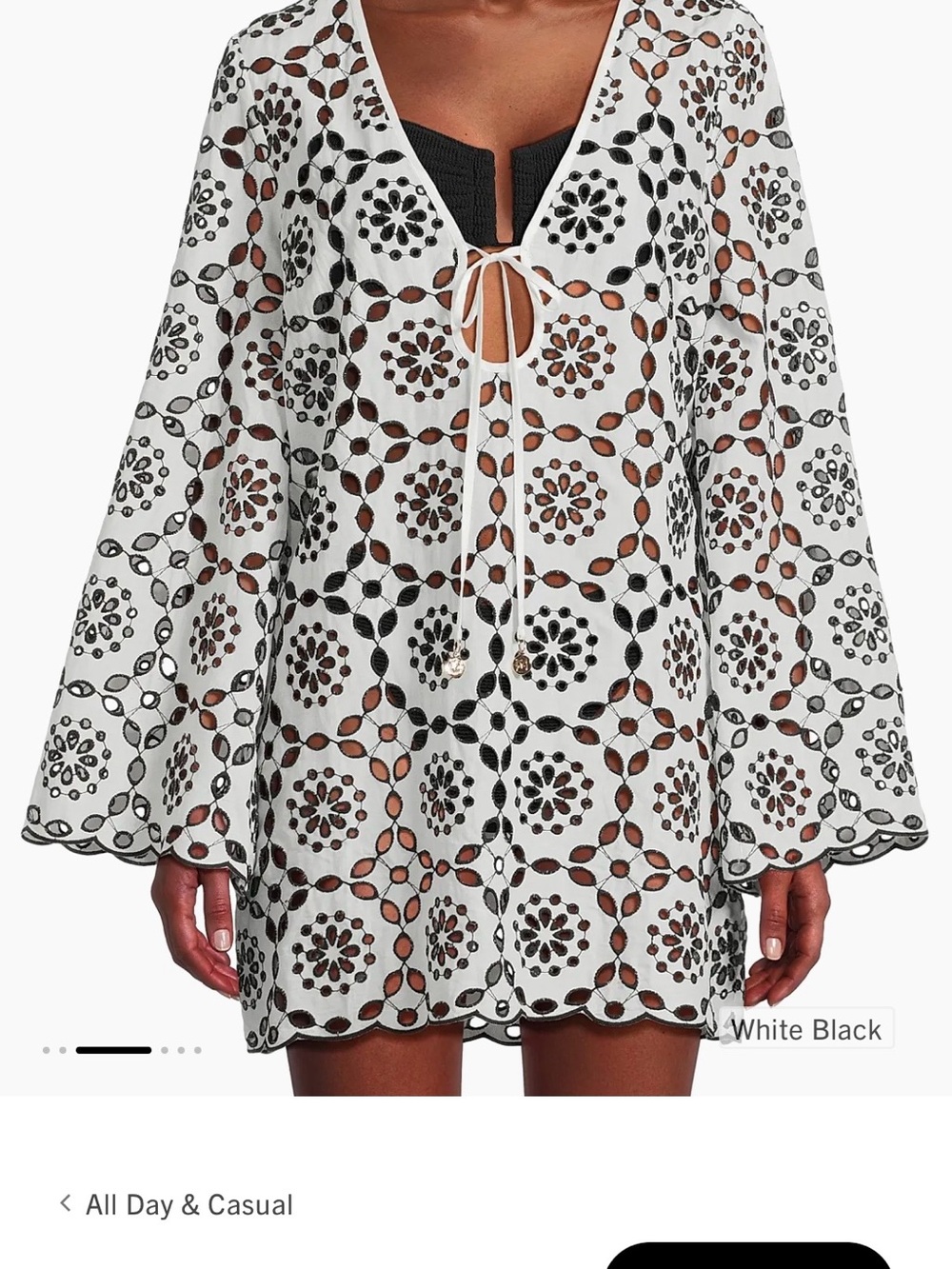 Milly Viara Two Tone Circle Eyelet Minidress - XS/S